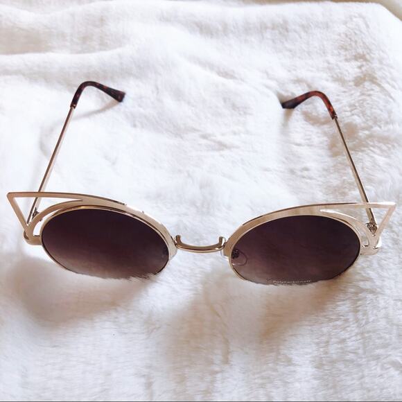 Mia Gold Cat Eye Retro Round Tinted Sunglasses - Picture 9 of 11